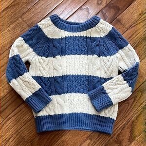 Boy’s 3 years baby gap thick chunky blue & cream Fisherman’s knit cable sweater